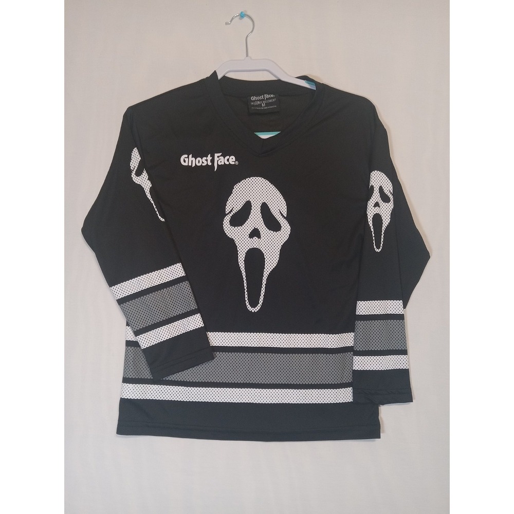 Ghost Face The Icon Of Halloween #96 Scream Horror Black Hockey Jersey Size M